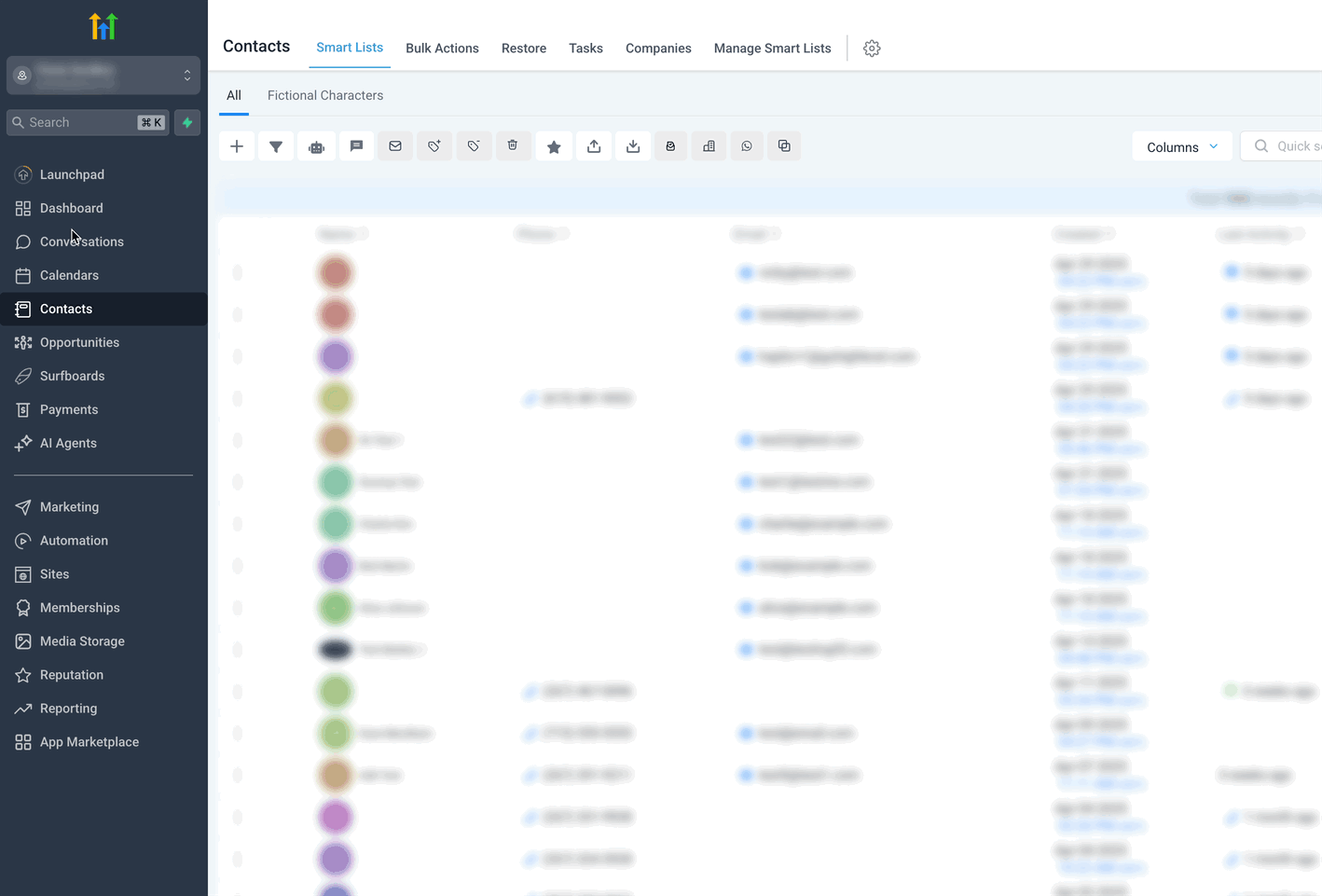 Tela de criacao de contato no CRM
